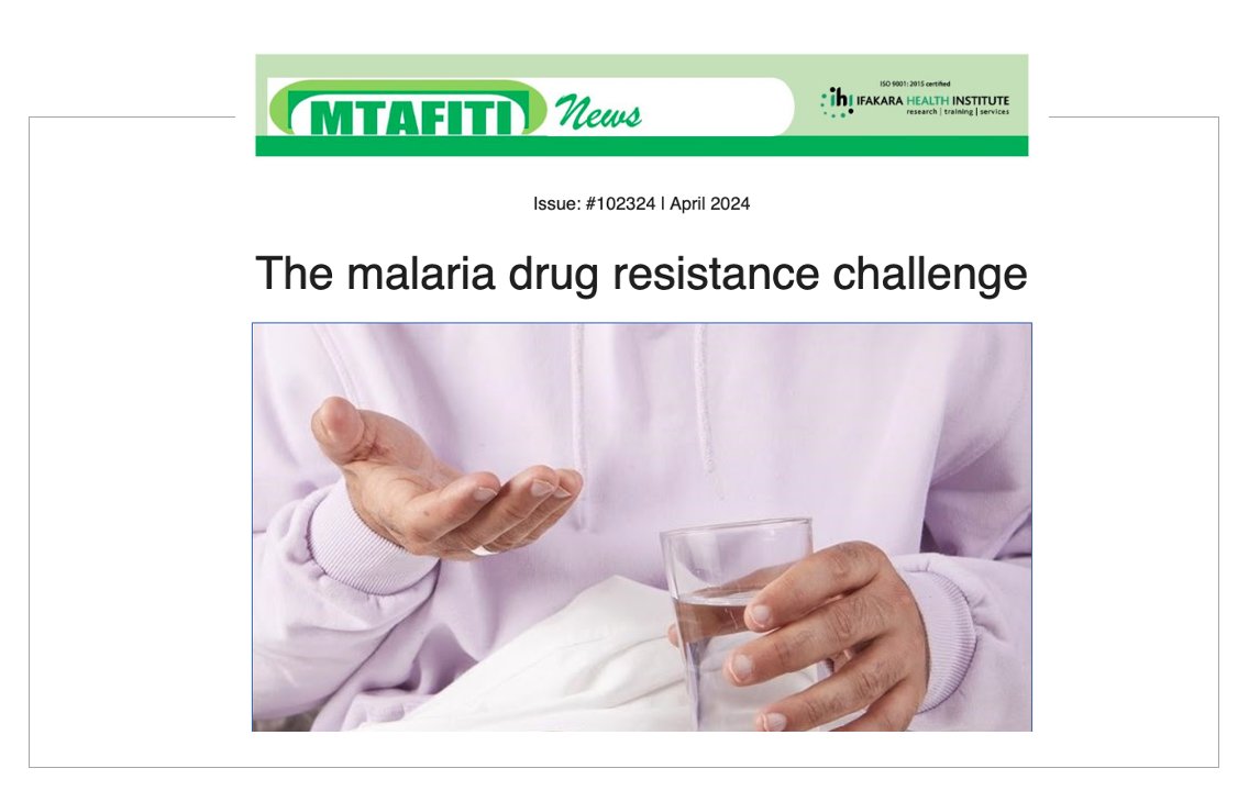 MTAFITI: 📰The April 2024 edition is HERE! 'MTAFITI' - @ifakarahealth's monthly news and events round-up for April 2024 – is OUT! This edition highlights the challenge posed by malaria drug resistance and the necessity for ongoing efforts to combat it. 🦟💊 In this edition,…