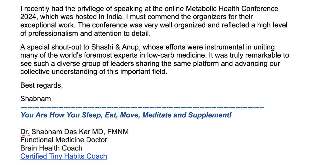 Thank you Dr @KarShabnam for the encouragement. We are making that efforts to spread the message of low-carb in India so that people can take an informed decision. Anup @dlifein & i will continue the movement to educate India on the benefits of TCR in India @TheIraSahay…