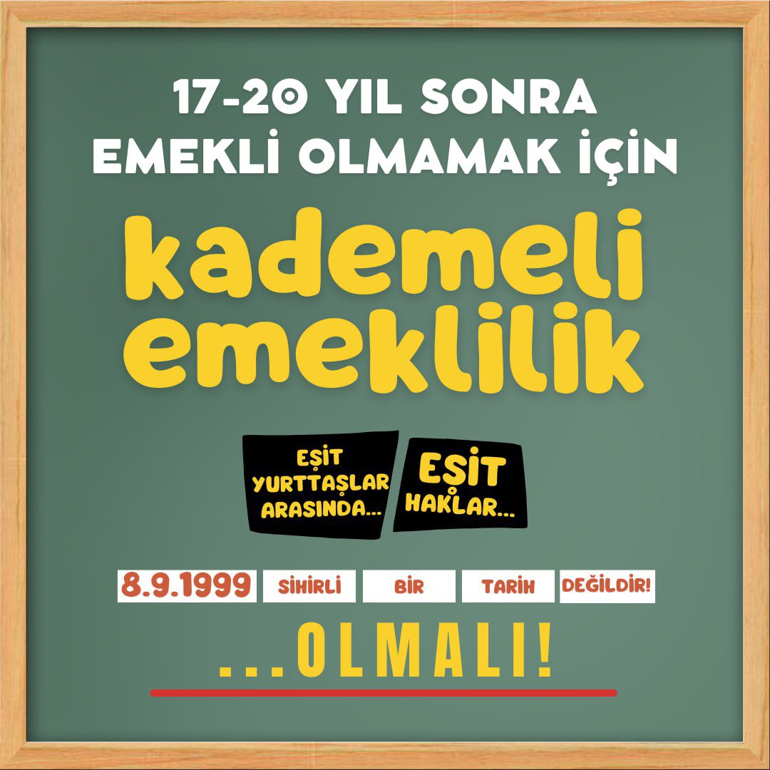 Akranlar arası bu uçurum kabul edilemez.
17/20 yıl daha çalışmaya mahkum edildik bu adalet mi?
Bizler makul ölçülü adaletli bir kademeli emeklilik istiyoruz.
Kademe talep değil haktır hakkımızdır!

#KademeYükDeğilHaktır