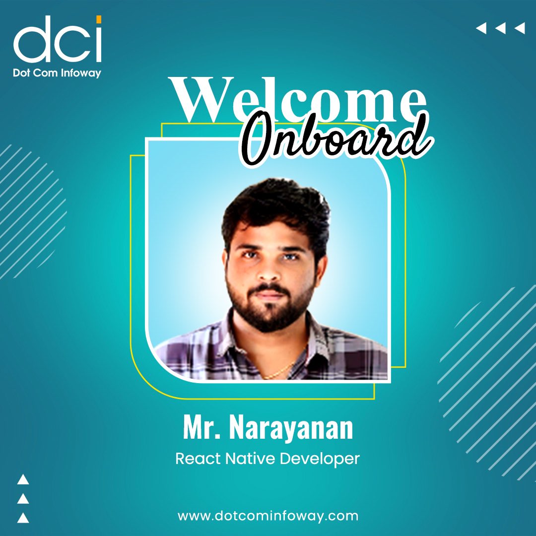 Welcome aboard, Mr. Narayanan k  our newest React Native Developer! 🎉 Let's dive into the world of cross-platform development together.

#DotComInfoway #WelcomeAboard #ReactNativeDeveloper #TechInnovation #TeamExpansion #DigitalTransformation #MobileApps #NewBeginnings