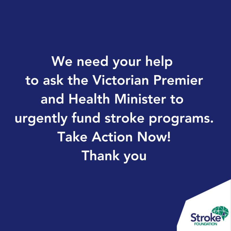 The Victorian Budget was just released and despite our advocacy efforts, no funding was provided to Stroke Foundation's critical awareness and recovery programs in Victoria. We are advocating to get the government to change its mind. We need your help!👉strokefoundation.org.au/how-you-can-he…