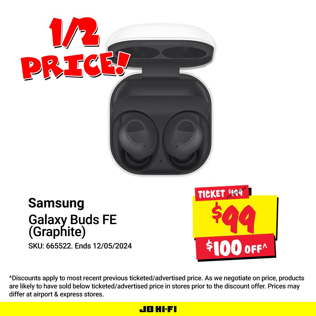 Experience high-quality immersive sound with the Galaxy Buds FE! 🔊 Block out distractions with Active Noise Cancelling or stay alert of your surroundings with Ambient Sound mode! 👂 Now $100 OFF^ at JB! 💥 🛒 Shop now: brnw.ch/21wJwx4