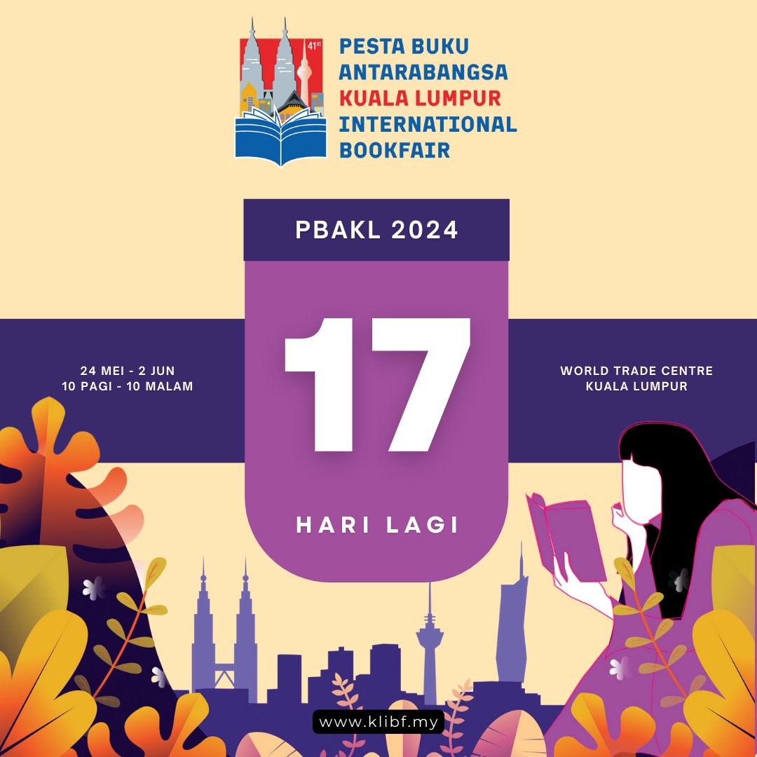 17 hari lagi menjelang PBAKL 2024.

#MalaysiaMembaca 
#DekadMembacaKebangsaan 
#BooktokMalaysia 
#PBAKL2024
#KLIBF2024