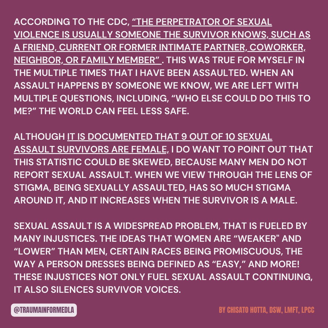 traumainformdla's tweet image. Happy Mindful Monday!! 💙

This week&apos;s powerful piece by Dr. Chisato Hotta focuses on the multiple layers of sexual assault.

Visit our website for more content
To view previous blog posts, visit our blog! 🌼

#traumainformedla #blogday