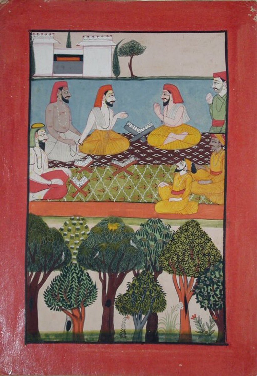 1820, #Mandi Hand painting; Ascetics discuss doctrine with open books before them At SDMA #HimachalPradesh