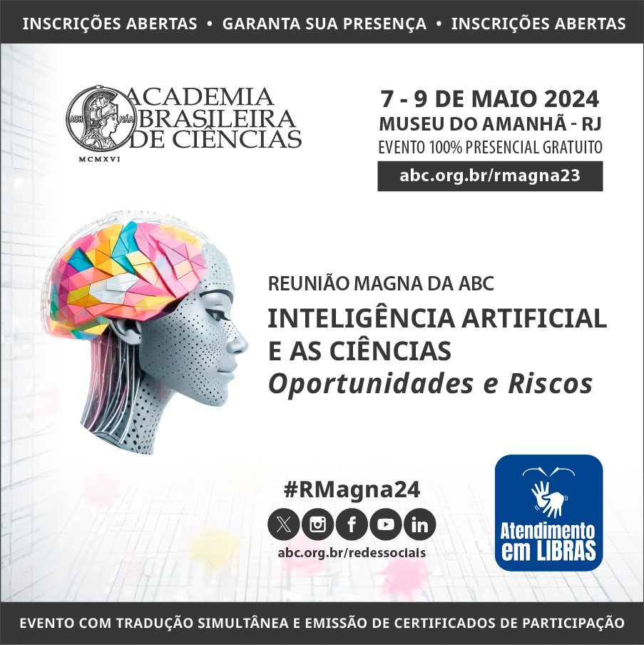 Esta semana estou no @museudoamanha para a Reunião Magna da @ABCiencias focada em Inteligência Artificial. Sem palavras para agradecer @virgilioalmeida e Elisa Reis pelo convite para integrar o evento. Falo logo no início sobre IA, democracia e instituições.