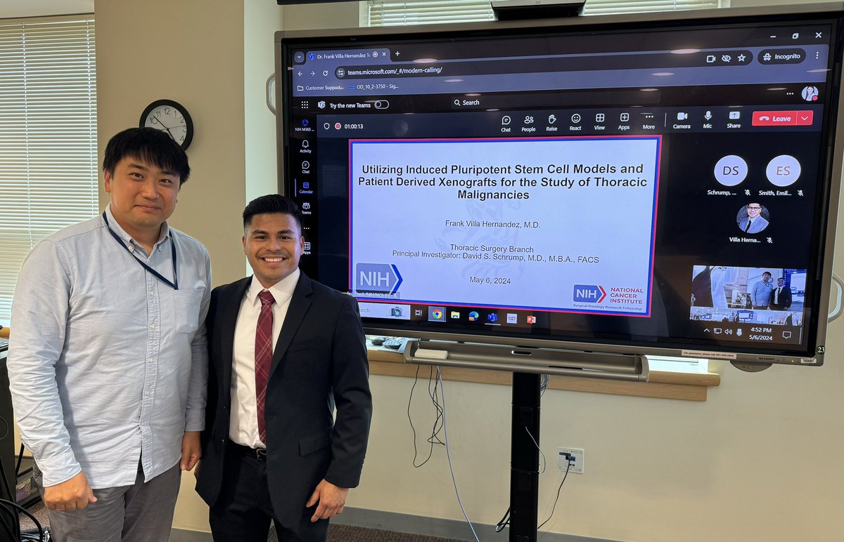 Congratulations to our Thoracic Surgery expert, Dr. Frank Villa Hernandez @fvillaMD on his very impressive Tea Talk titled “Utilizing Induced Pluripotent Stem Cell Models and Patient Derived Xenografts for the Study of Thoracic Malignancies.” @NCIResearchCtr