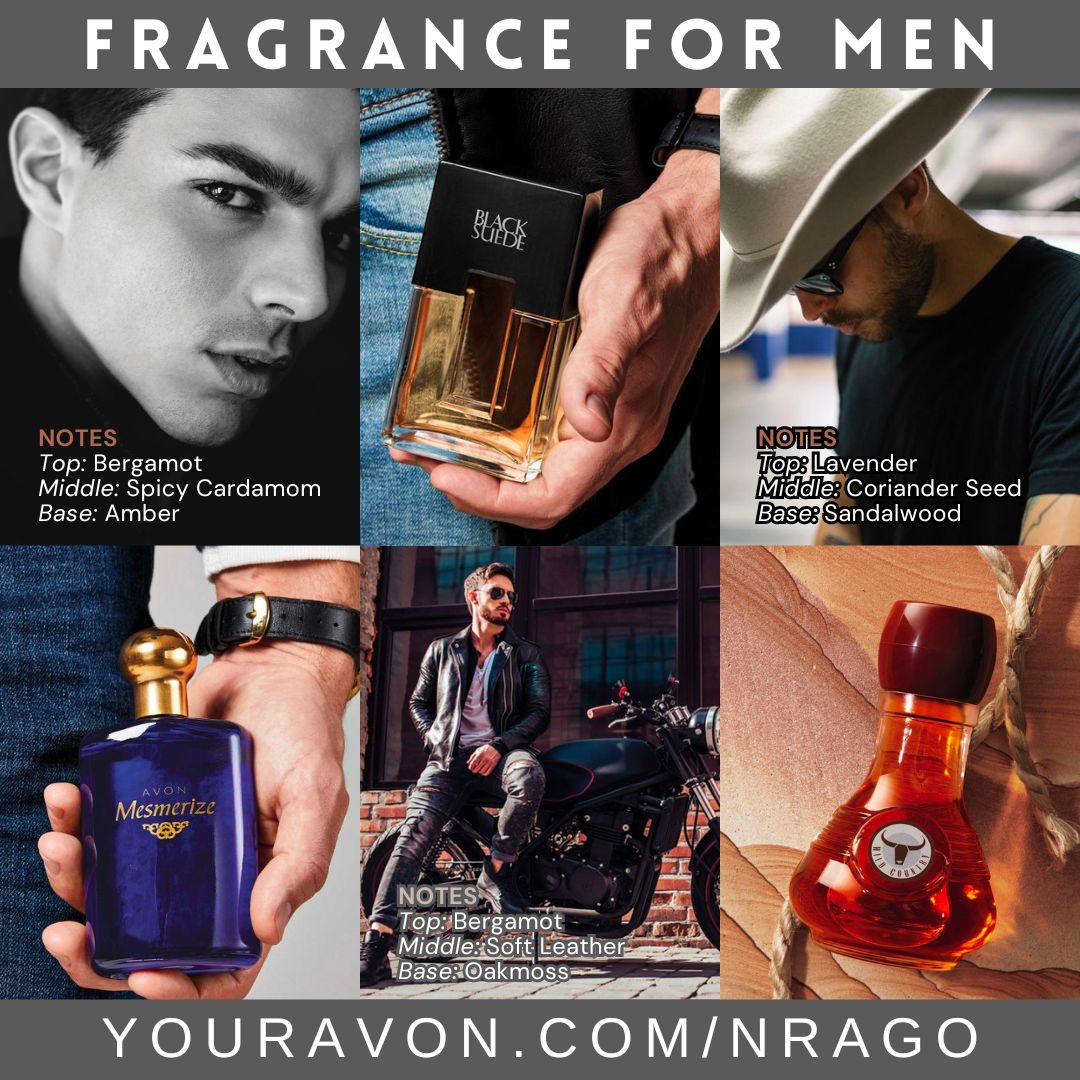 🔥 Want to catch her eye without saying a word? Elevate your charisma with Avon's top men's colognes: Mesmerize, Black Suede, and Wild Country. Timeless scents for any occasion. Discover them all at: bit.ly/2YRZxq9. #MensFragrance #MensCologne #AvonLadyNJ