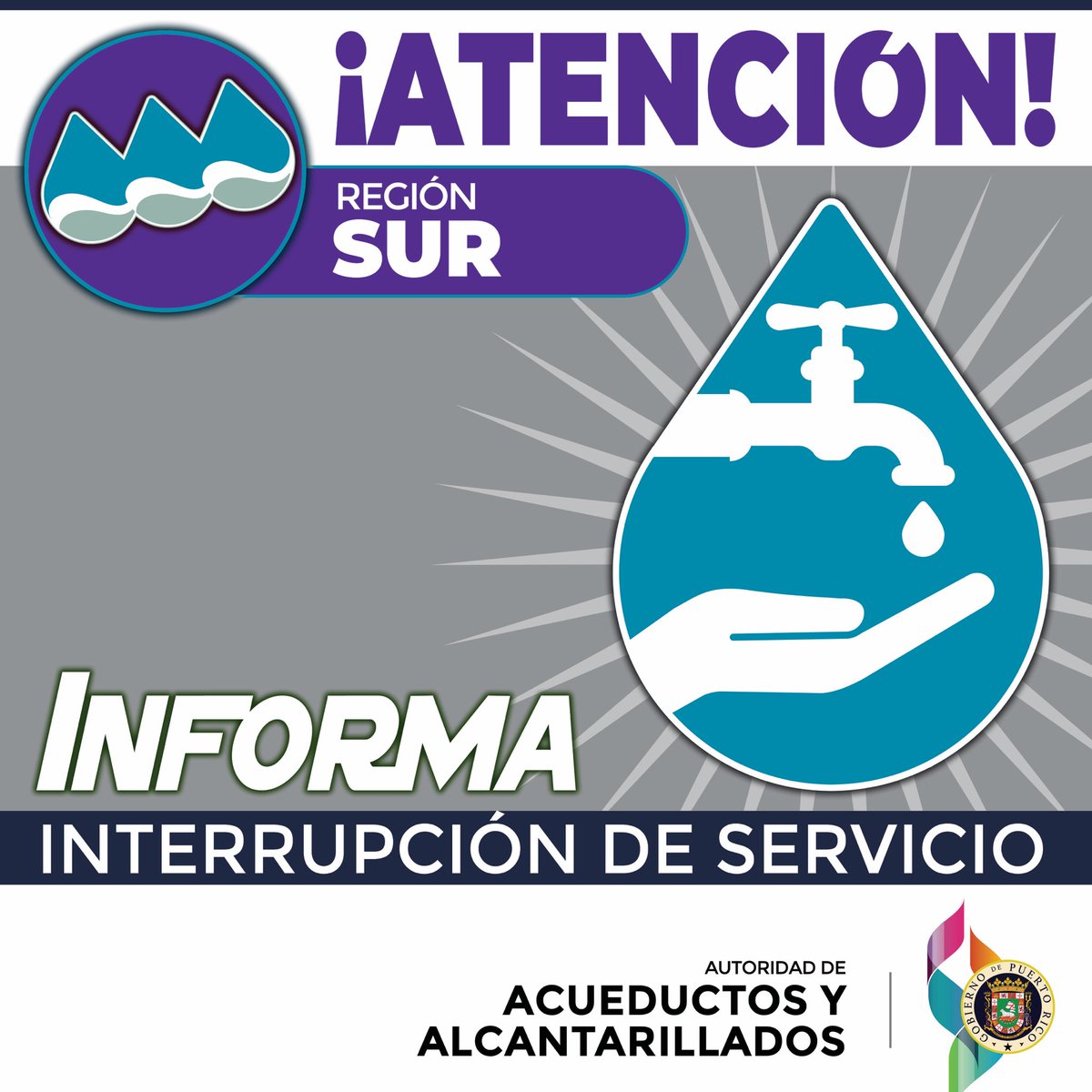 [Atención] La planta de filtros Jagua Pasto en Guayanilla está fuera de operación por alta turbidez, como consecuencia de las lluvias registradas. Clientes del área experimentan desde bajas presiones hasta interrupción del servicio de agua potable.