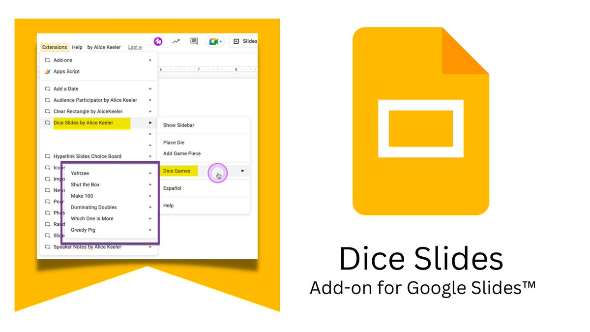 Play Shut the Box in Google Slides! 

Install Dice Slides by AliceKeeler

workspace.google.com/marketplace/ap…
Collects NO User Data
#googleEDU #gamification #googleSlides