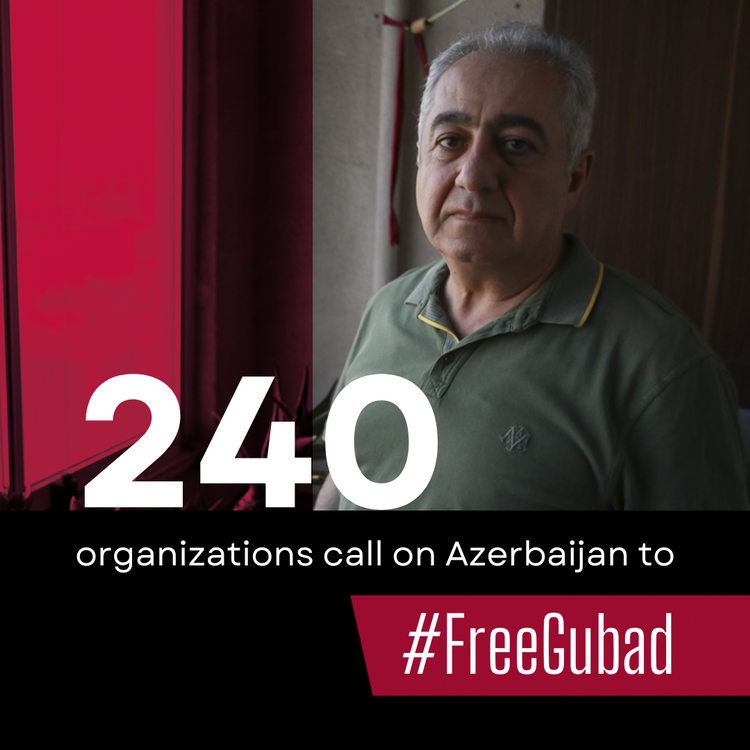 🚨 BREAKING 240 organizations and individuals have signed a letter to authorities in #Azerbaijan demanding the unconditional release of #GubadIbadoghlu and immediate guarantees for his health. #FreeGubad bit.ly/4aZYdDo 🧵 1/4