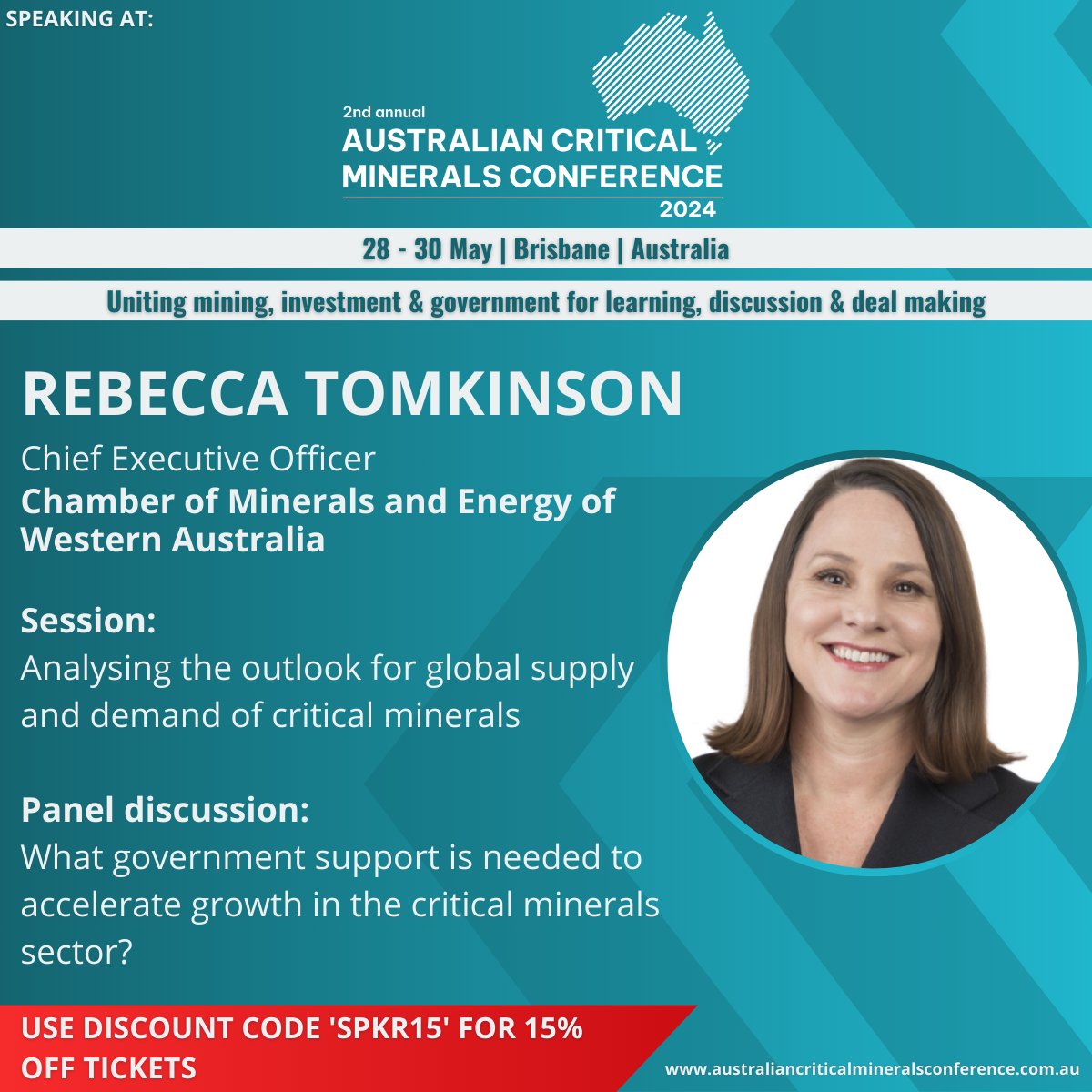 AUSTRALIAN CRITICAL MINERALS CONFERENCE 28-30th of May 2024 in Brisbane. Join us, and get 15% off your ticket with code CME15: hubs.la/Q02k-Lq10 @QuestEvents_Aus