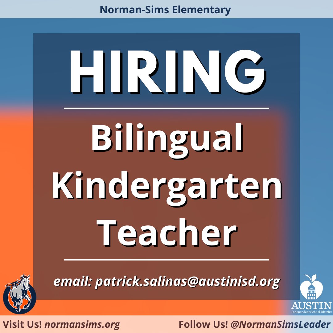📢Spread the word!📢 Exciting opportunity to join the Trailblazer family! 🌟We're hiring a Bilingual Kindergarten Teacher. Come blaze the trail with us! #AISDProud #KidsDeserveIt