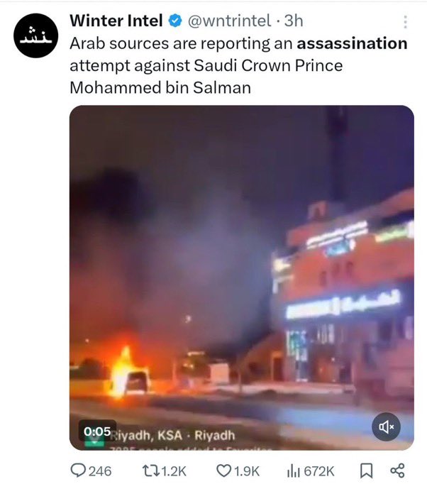 truth🚨:

False Israeli sources claim that there is an attempt on the life of the Crown Prince of Saudi Arabia🇸🇦. By lying, the Israelis hope to hide the Rafah operation.

The video was shot from an automobile accident in the Riyadh area two months ago, and nothing happened.…