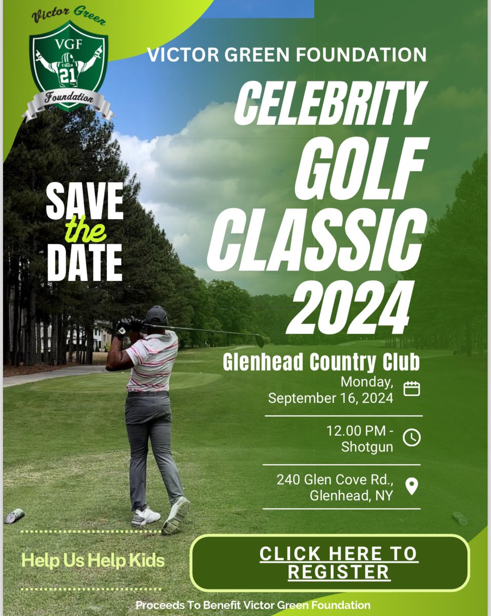 Hey golfers. It that time for the Victor Green Foundation Annual Golf Classic. This is an event you won't want to miss! It will sell out fast. Gather your friends and colleagues to form a foursome and enjoy a day and giving back at the same time. The Victor Green Foundation.