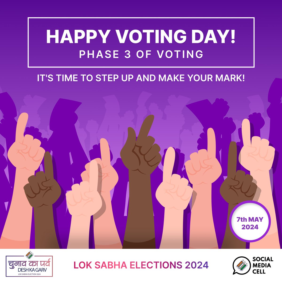 It's the polling day ! #Phase3 #GeneralElections2024 Join us in Celebration of #ChunavKaParv by casting your votes 🎉🎉. #YouAreTheOne. #IVote4Sure #DeshKaGarv #LokSabhaElections2024