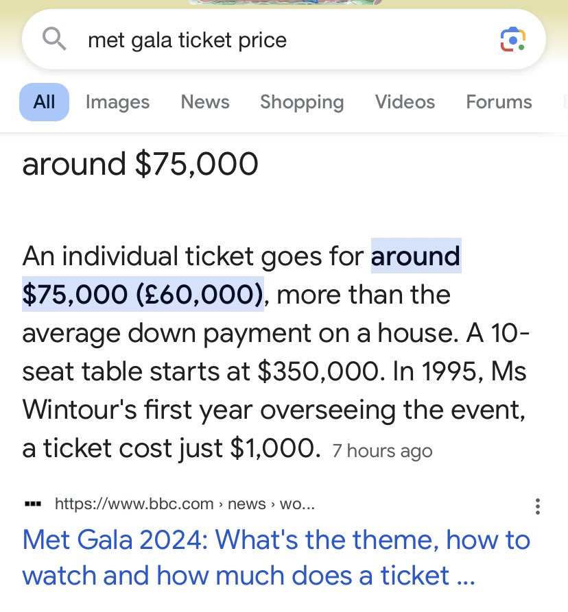 one met gala ticket is equal to a whole gfm goal and can evacuate an etire family from gaza