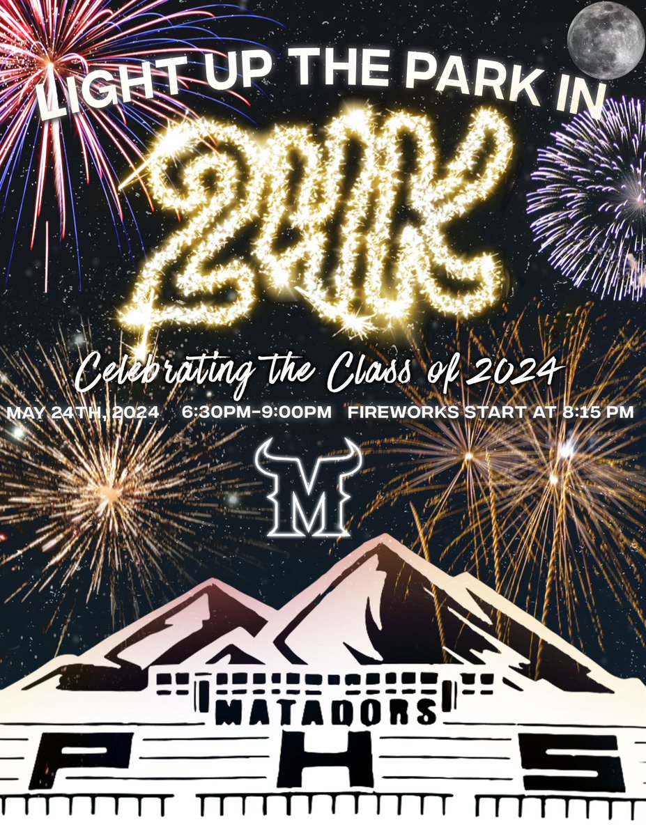 Let’s celebrate the c/o 2024 right! 🎇 Community ticket sales: May 11, 2024 in our campus front office from 10 AM-12 PM 🎟️ $5 cash and $5.50 card! 🤘🏽〽️ You don’t want to miss the sky be lit up in 24K! Food trucks, vendors, performances, AND 10 min firework show! 🔥