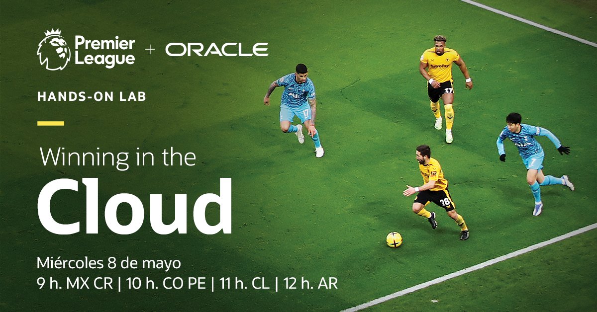 OracleLatam's tweet image. Únete a este imperdible laboratorio práctico donde descubrirás cómo la #inteligenciaartificial, el #aprendizajeautomático y la #analíticadedatos se han transformado en jugadores clave para la #PremierLeague ⚽. Regístrate ahora: social.ora.cl/6010j5hC6