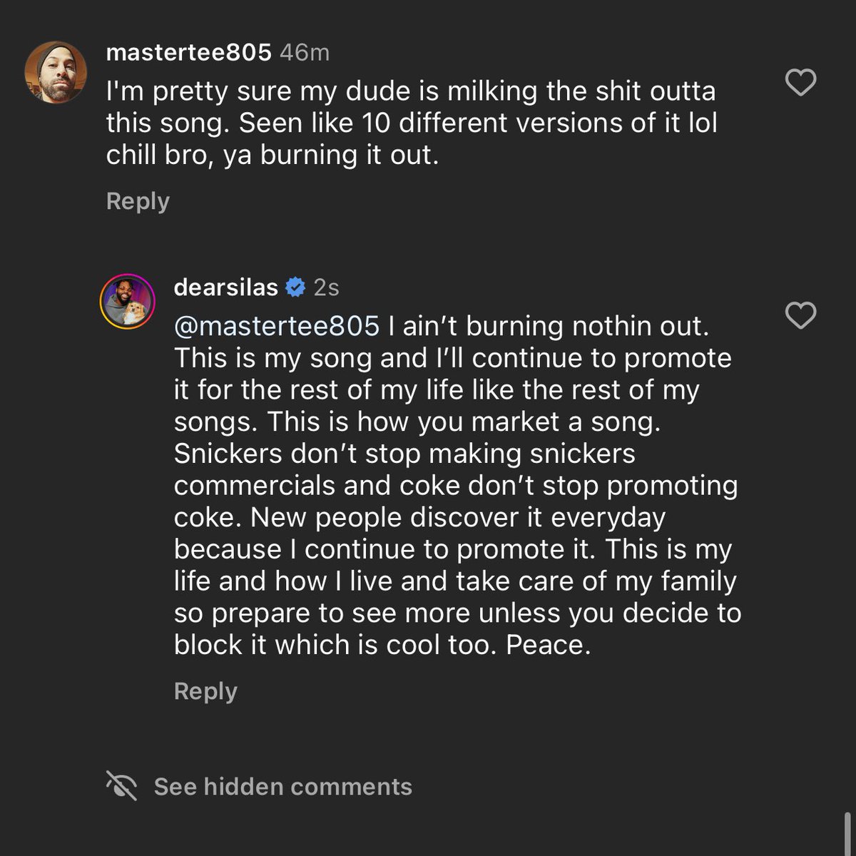 3 weeks of promoting and I’m already burning it out??😂 

ARTISTS…. Don’t let people discourage your from promoting your art. Don’t be ashamed to post your shit 100 times. Promoting a song for 3 weeks gave me 2 million streams and I’m supposed to stop now? Promote your shit!