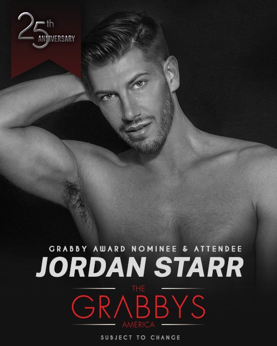 We look forward to seeing @JordanStarrXXX at The 25th Annual Grabby Awards. #grabbys25 #grabbyawards #grabbyawards25