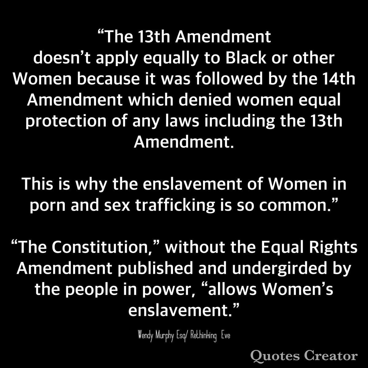 @PZabroski @gretchenwhitmer @JoeBiden @KamalaHarris Right - but if #ERA published can't discriminate based on biological sex & can protect women from GI hopscotching over women's rights -  TitleIX & TitleVII gave women some rights in employment & in education but not full equality