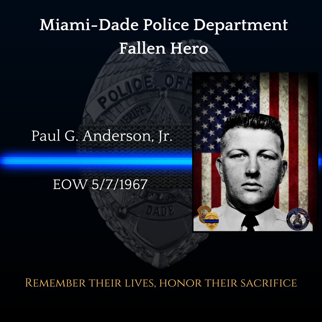 #MDPD Remembers Fallen Officer Paul G. Anderson, Jr. EOW 5/7/1967 🙏 @ODMP @NLEOMF #NeverForget odmp.org/officer/1216-p…