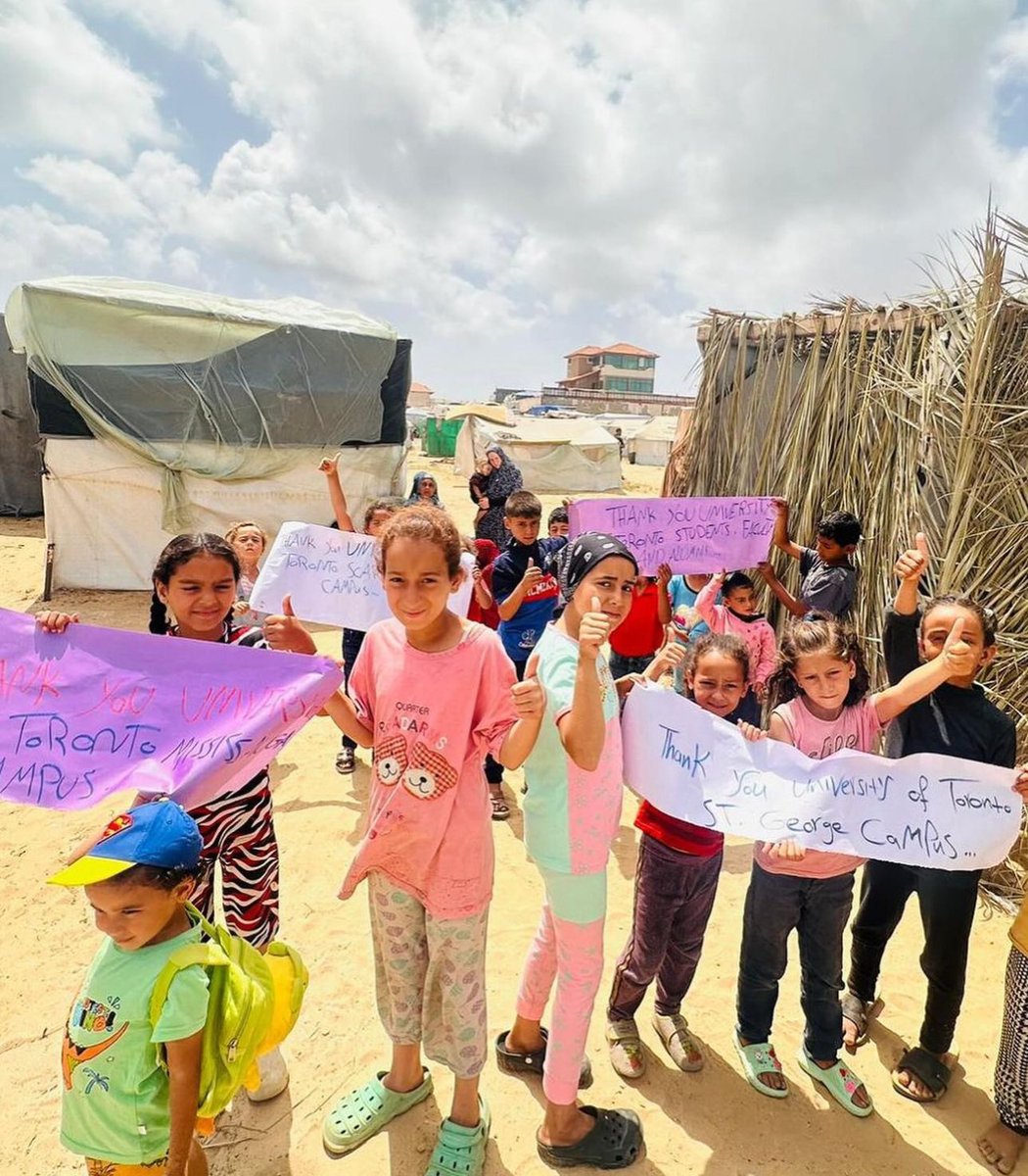 Children in Rafah sent a message to the UofT encampment students; “Thank you!”
