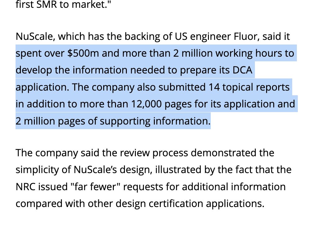 2 million pages of 'supporting information' would take about 4-5 years to read, without sleep 

(NuScale is building SMRs)