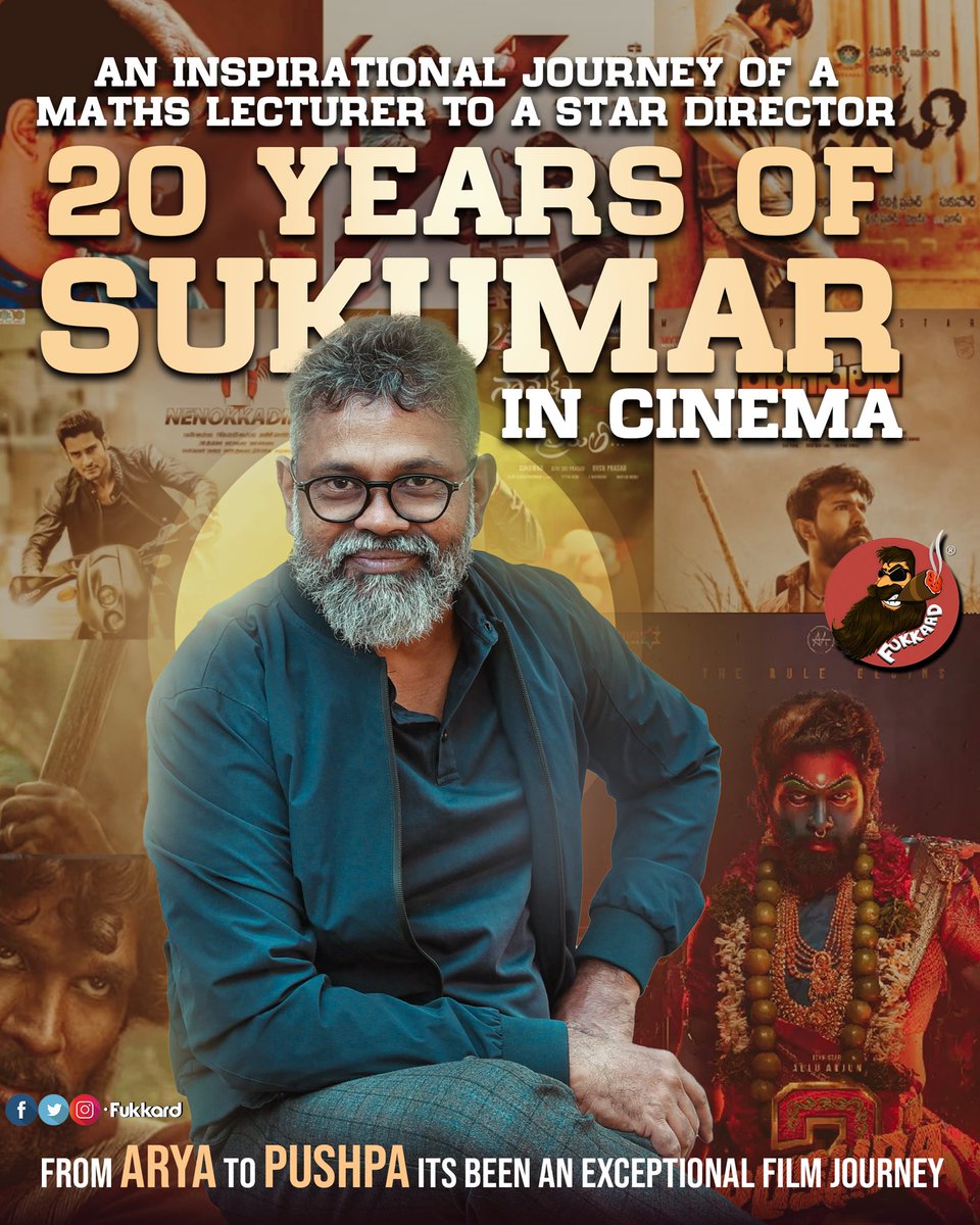 Two decades of storytelling mastery! Celebrating 20 years of Sukumar's visionary cinema. All the best for #Pushpa2TheRule & #RC17 #20YearsOfSukumar @aryasukku #20YearsOfSukuMARK