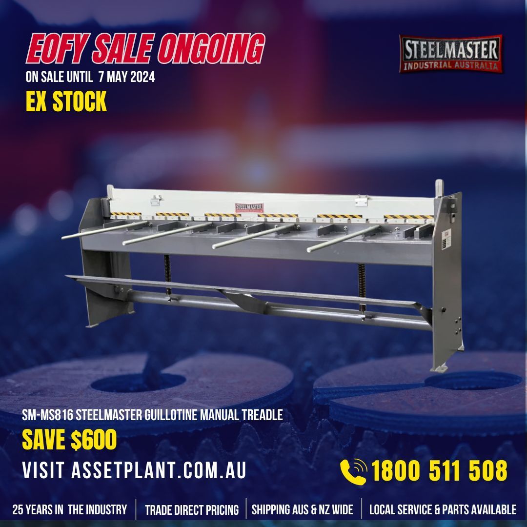 Cut your work down to size with this heavy-duty guillotine!

Visit assetplant.com.au/on-sale-produc… for more hot deals or call us on 1800 511 508.

#metalworking #metalworkingmachinery #australianbrand #steelmaster #metalfabricaton #steelfabrication