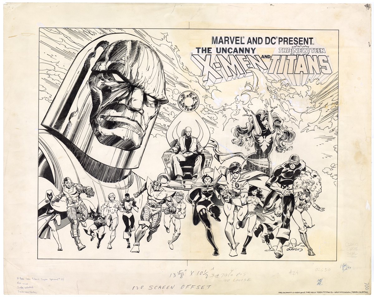 The Uncanny X-Men and The New Teen Titans #1. Walter Simonson/pencils.Terry Austin/inks. 24.3 x 19.3. 1982. Moving can be stressful and soul sucking, but sometimes, you find a drawing that you haven’t seen in decades. And that’s okay.