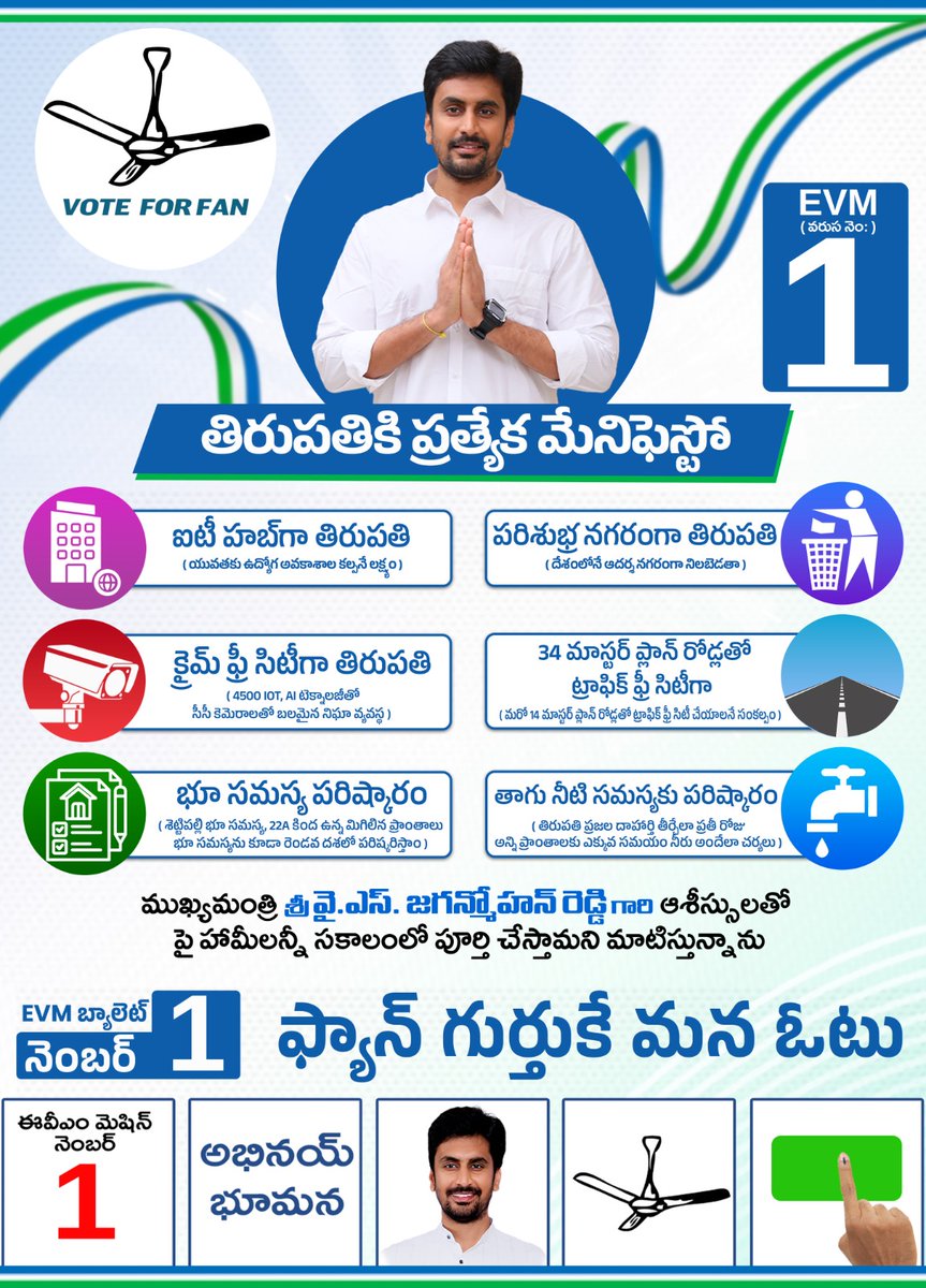 #AdminPost 

తిరుపతికి ప్రత్యేక మేనిఫెస్టో..!!

@ysjagan
@bhumanatirupati
@YSRCParty

#Tirupati #TirupatiZillaYSRCP #YSRCP #voiceoftirupati #MaaNammakamNuvveJagan #Manifesto2024  #JagananneMaaBhavishyathu #apelections2024 #YCP #VoteForFan #tirupatidevelopment #bhumanaabhinay…