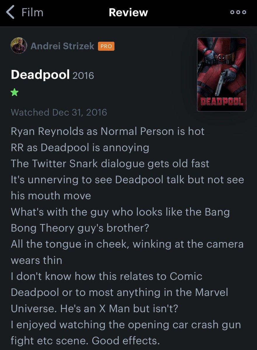 Just realized
I’ve had Letterboxd for 8 years
I spent NYE alone watching this, the week after we got married
2016 was a wild year
