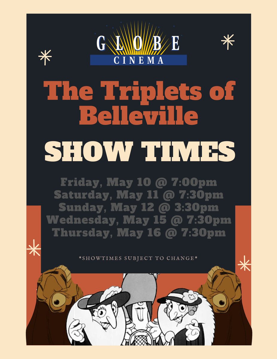 The Triplets of Belleville (2003) is beautifully animated, has award-winning music, and will make you laugh! 

Catch it at Globe Cinema starting May 10!

Tickets at globecinema.ca!