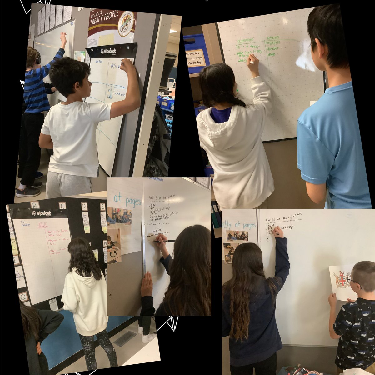 Grade 4/5’s using vertical non-permanent surfaces to organize and consolidate new learning. Ss are discovering the impact of the fur trade on the traditional relationships with the land and waters of Turtle Island.@beg_RETSD