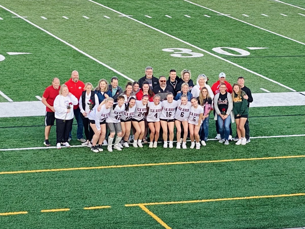 Senior Night was a success vs Armstrong with a 4-8 loss for B (vs East Ridge), a 11-1 win for JV and 17-6 win for Varsity including her 100th point for senior Katelyn Wozney! Eight seniors on this 2024 team. @Elk_River_Elks @MNLacrosseVault