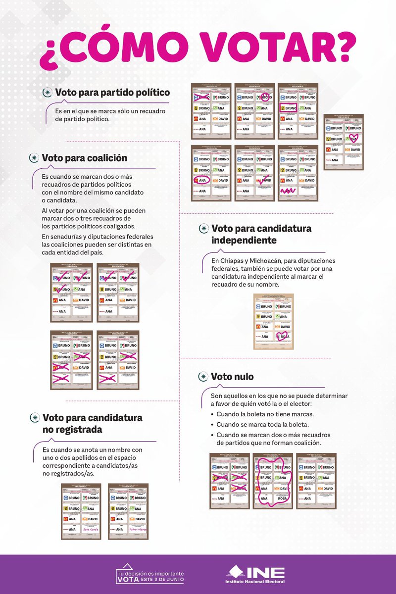 🙋🏻‍♀️ ¿Ya sabes cómo votar este #2dejunio? Conoce las distintas formas en las que puedes ejercer tu voto en estas #Elecciones2024MX 🗳️