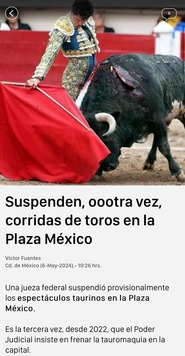 🙏 👏 🙏 👏 🙏 👏 🙏 👏 

#NiArteNiCulturaEsTortura 
#NoALaTauromaquia #TorosSiTorerosNo
#BienestarAnimal 
#PlazaMexico