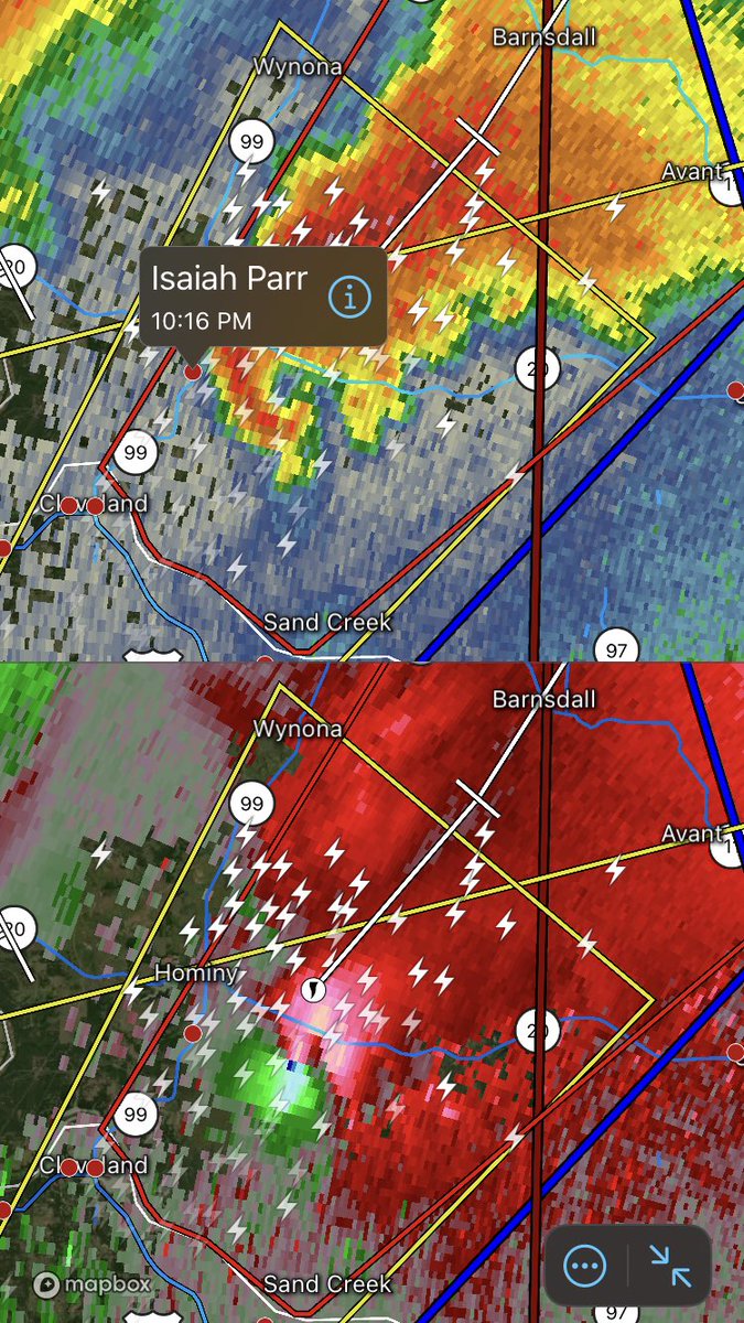 Let it be known that @stormchaserzay is one of the ONLY chasers on this discrete tornado-producing storm in a high risk in Oklahoma. My man.