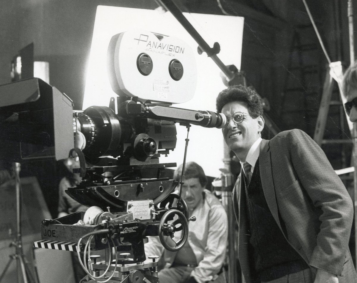 Harold Ramis on the set of Ghostbusters (1984).