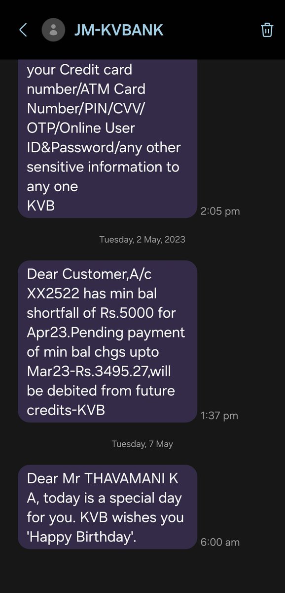 rdheepak's tweet photo. @KarurVysyaBank_ Ah yes. Thanks you for sharing with me Mr.Thavamani's birthday. If I was a bad actor, you have just saved me the trouble of social engineering and stealing your customer data. 
🤦‍♂️😒 
This harassment is continuing since 6 years, wtf. https://t.co/5F1Jqgy0jA