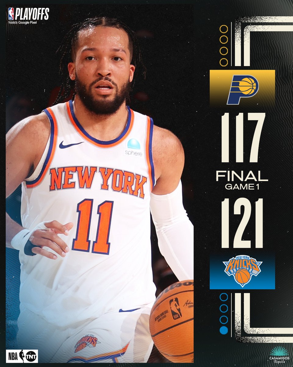 KNICKS TAKE GAME 1 IN THE GARDEN 🗽 Brunson: 43 PTS | 6 REB | 6 AST DiVincenzo: 25 PTS | 5 3PM Hart: 24 PTS | 13 REB | 8 AST