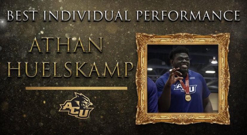 Congratulations to the Athan Huelskamp for earning the Best Individual Performance Award with the WAC Indoor Weight Throw! #GoWildcats
