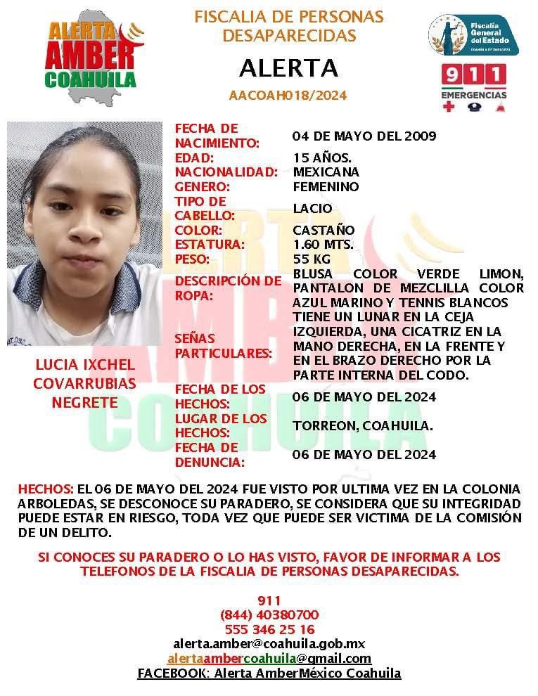 #Torreón Coahuila 
#AlertaAmber 
Por favor RT para mayor alcance.