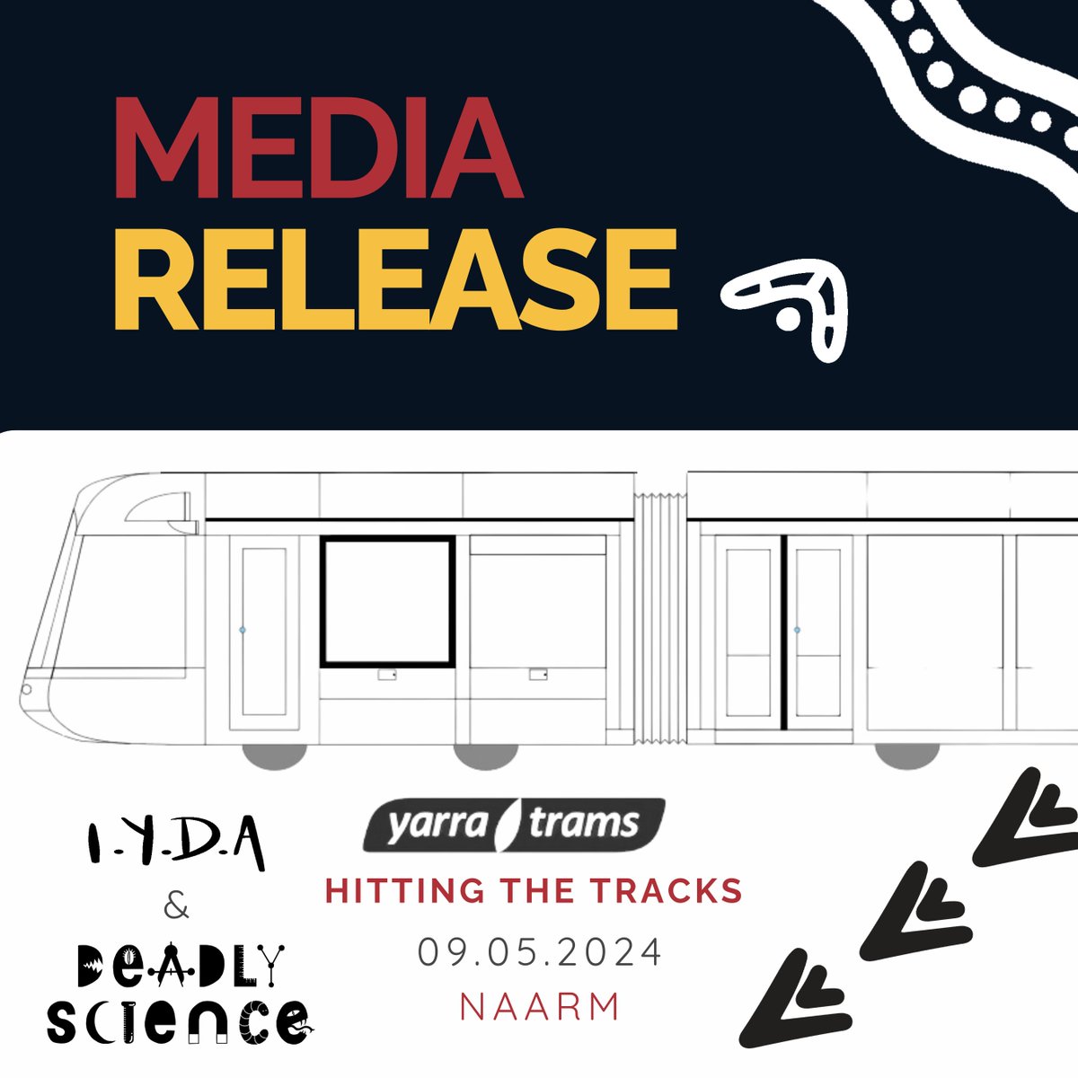 A DeadlyScience branded tram will be hitting the tracks in Naarm on the 9th May as part of the Yarra Trams Community Partnership Program! Read the full media release here: ow.ly/BBeH50Ry6gh Enter our colouring competition before 17th May to win! ow.ly/A6LA50Ry6gi