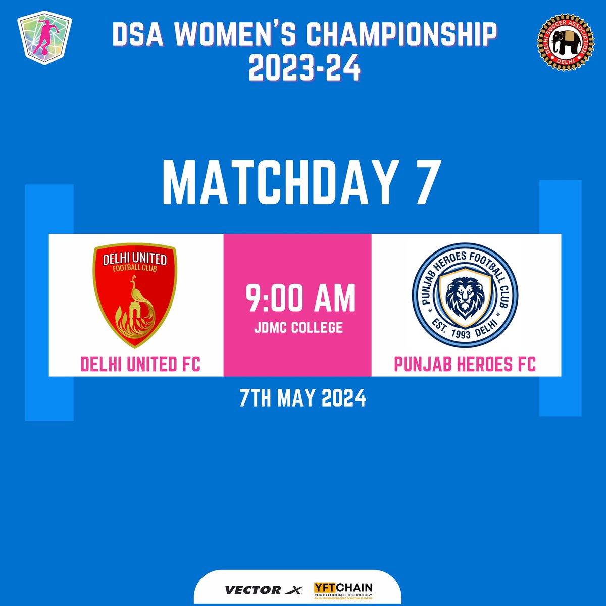 MATCHDAY 7️⃣

DSA WOMEN'S CHAMPIONSHIP 2023-24 🏆

#footballdelhi #DSAWC #WomensChampionship 
#indianfootball