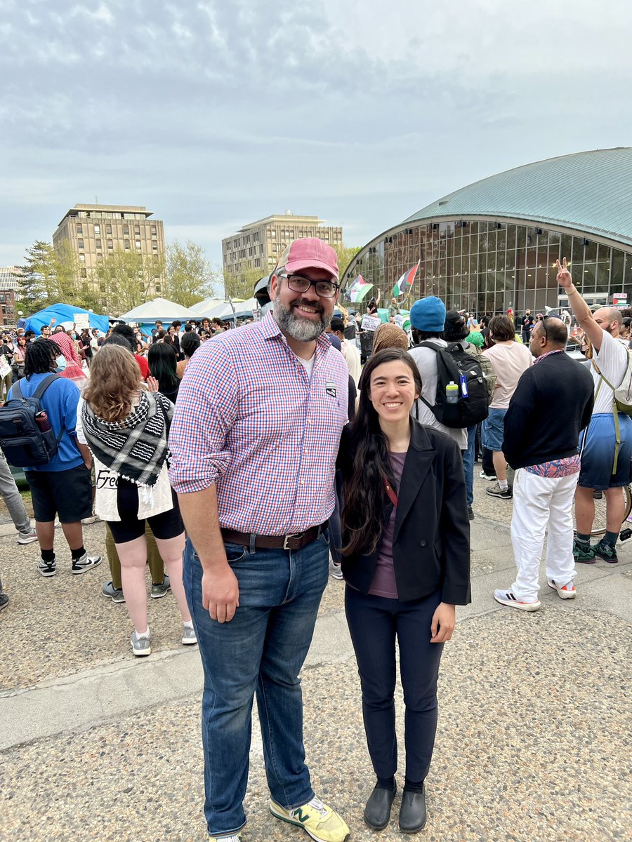 Proud to stand with my colleague Rep. Erika Uyterhoeven at the Students Against Genocide Encampment at MIT this afternoon. Thank you to @mit_caa and @mitj4c, et al. for organizing a peaceful and inclusive camp, and thanks to everyone in our community who showed up in solidarity!