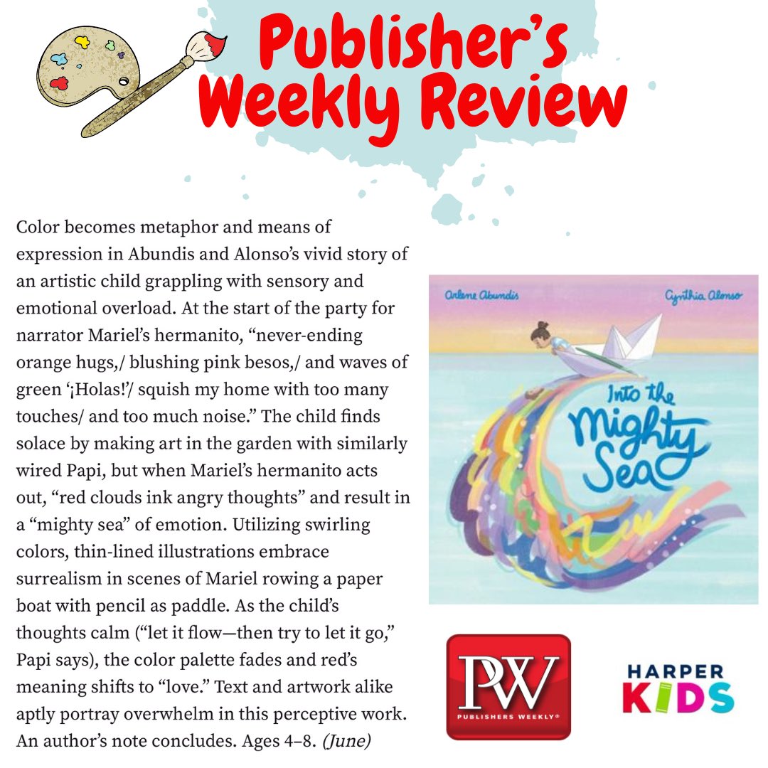 Honored to announce our first trade review for Into the Mighty Sea! What an incredible journey this debut has been! I’m beyond grateful for my amazing team at @HarperChildrens and for @cyndoor—the most magnificent artist and partner! To my wonderful agent @loveleemonicaa too!