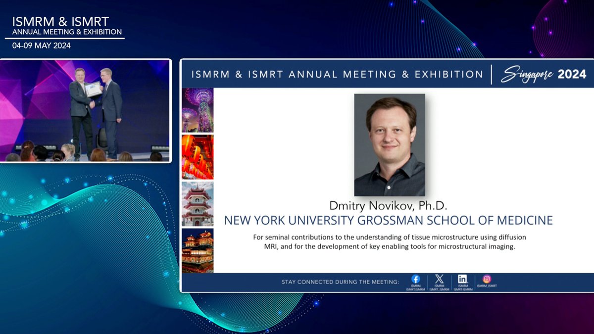 Congrats to @elsfi & @dimanovikov on becoming @ISMRM sr. fellows 'for seminal contributions to the understanding of tissue #microstructure using #diffusion #MRI & ... development of key enabling tools for microstructural imaging.' #ISMRM2024 +@nyulangone @nyugrossman @NYUImaging